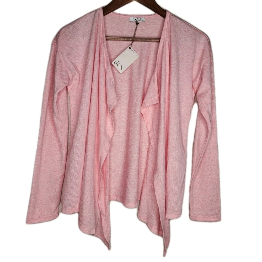 Dex Open Front Draped Cardigan in Pink Size L New With Tags